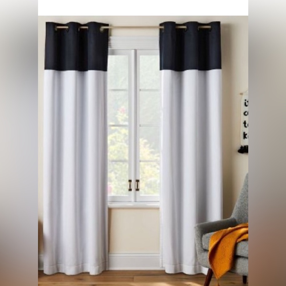 Four 84” Blackout Panels | Black and White | Pillowfort